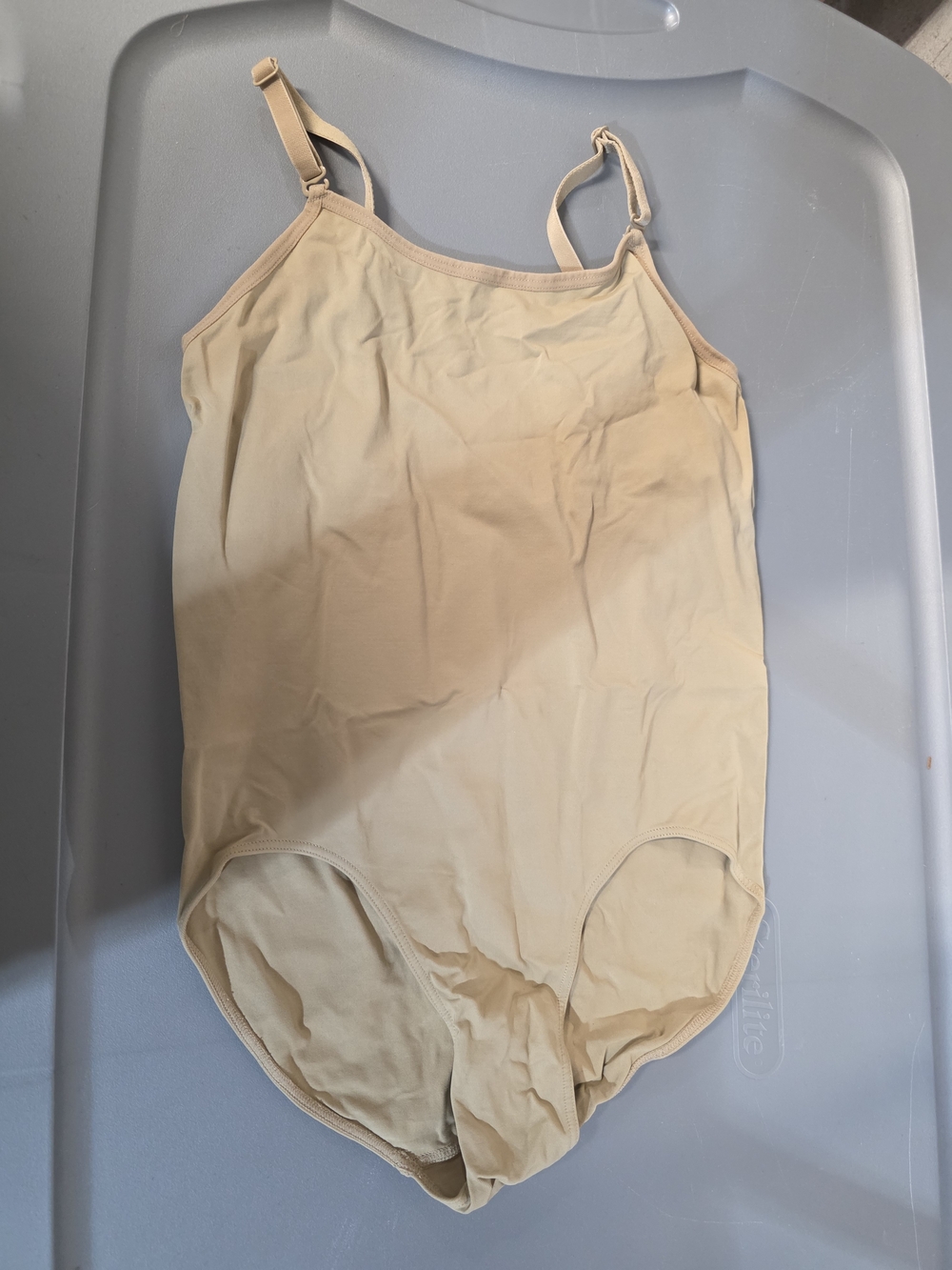 Girls Beige Adjustable-Strap One-Piece Bodysuit